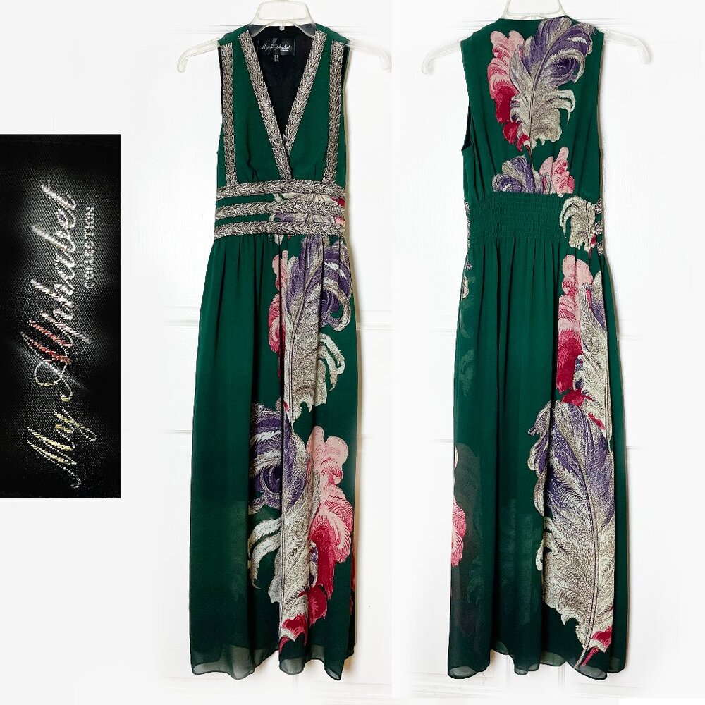 My Alphabet Green Sundress w/floral pattern | Bought in India | US Size 2